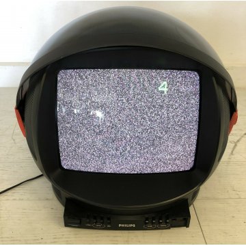 ANTICO TELEVISORE PHILIPS DISCOVERER VINTAGE CASCO 1980 TELEVISIONE FUNZIONANTE 