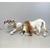 SCULTURA CERAMICA Cacciapuoti S. Righetti COPPIA CANI BULLDOG BASSET HOUND '50