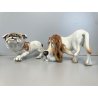SCULTURA CERAMICA Cacciapuoti S. Righetti COPPIA CANI BULLDOG BASSET HOUND '50