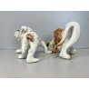 SCULTURA CERAMICA Cacciapuoti S. Righetti COPPIA CANI BULLDOG BASSET HOUND '50
