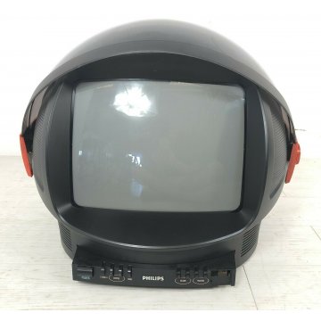 ANTICO TELEVISORE PHILIPS DISCOVERER VINTAGE CASCO 1980 TELEVISIONE FUNZIONANTE 