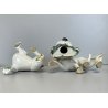 SCULTURA CERAMICA Cacciapuoti S. Righetti COPPIA CANI BULLDOG BASSET HOUND '50
