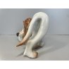 SCULTURA CERAMICA Cacciapuoti S. Righetti COPPIA CANI BULLDOG BASSET HOUND '50