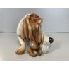 SCULTURA CERAMICA Cacciapuoti S. Righetti COPPIA CANI BULLDOG BASSET HOUND '50