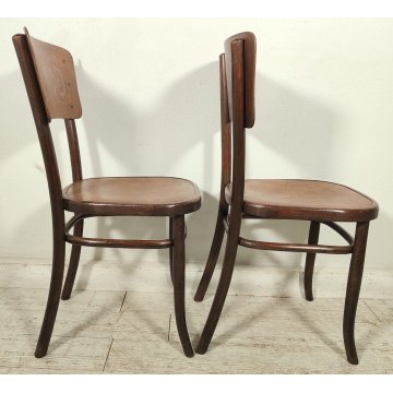 Fischel SET 6 SEDIA ANTICA LEGNO Stampato FAGGIO CURVATO tipo Thonet CHAIR