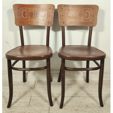 Fischel SET 6 SEDIA ANTICA LEGNO Stampato FAGGIO CURVATO tipo Thonet CHAIR