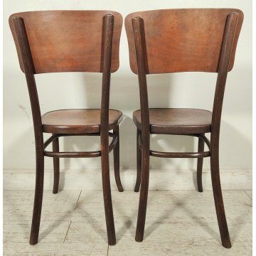 Fischel SET 6 SEDIA ANTICA LEGNO Stampato FAGGIO CURVATO tipo Thonet CHAIR