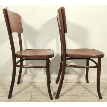 Fischel SET 6 SEDIA ANTICA LEGNO Stampato FAGGIO CURVATO tipo Thonet CHAIR