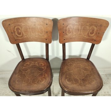 Fischel SET 6 SEDIA ANTICA LEGNO Stampato FAGGIO CURVATO tipo Thonet CHAIR