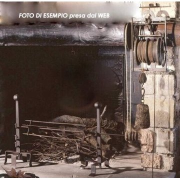 ANTICO Girarrosto MECCANICO da CAMINO epoca 1700 FERRO BATTUTO Strumento a Peso