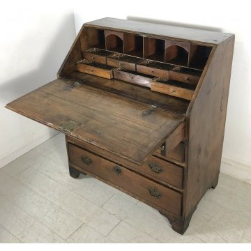 ANTICA RIBALTA SECRETAIRE LEGNO NOCE 4 CASSETTI COMO SCRITTOIO 1700 VENETA EPOCA