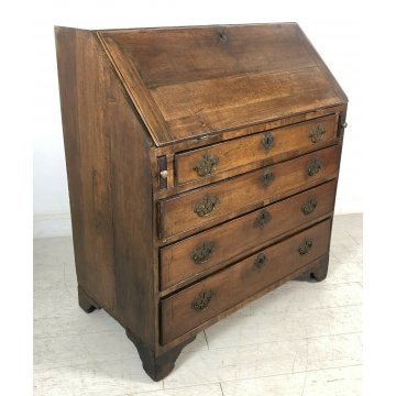 ANTICA RIBALTA SECRETAIRE LEGNO NOCE 4 CASSETTI COMO SCRITTOIO 1700 VENETA EPOCA