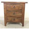 ANTICO COMODINO LEGNO MASSELLO NOCE 3 CASSETTI STILE RUSTICO 1900 EPOCA CAMERA 