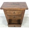 ANTICO COMODINO LEGNO MASSELLO NOCE 3 CASSETTI STILE RUSTICO 1900 EPOCA CAMERA 