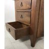 ANTICO COMODINO LEGNO MASSELLO NOCE 3 CASSETTI STILE RUSTICO 1900 EPOCA CAMERA 