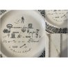 LOTTO N°7 PIATTO CERAMICA MAIOLICA CREIL STONE COQUEREL DECORO transferware '800