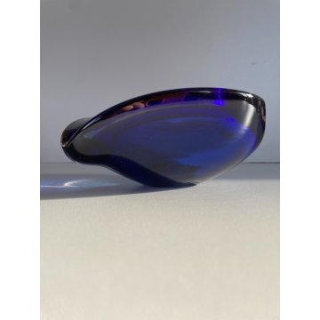 BOWL SVUOTATASCHE VETRO Murano SOMMERSO TRASPARENTE BLU AMBRA PORTACENERE '900