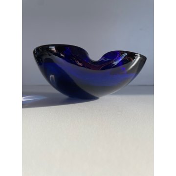 BOWL SVUOTATASCHE VETRO Murano SOMMERSO TRASPARENTE BLU AMBRA PORTACENERE '900