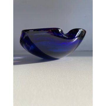 BOWL SVUOTATASCHE VETRO Murano SOMMERSO TRASPARENTE BLU AMBRA PORTACENERE '900