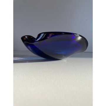 BOWL SVUOTATASCHE VETRO Murano SOMMERSO TRASPARENTE BLU AMBRA PORTACENERE '900