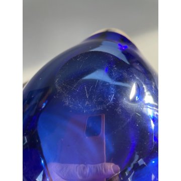 BOWL SVUOTATASCHE VETRO Murano SOMMERSO TRASPARENTE BLU AMBRA PORTACENERE '900