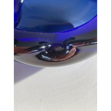 BOWL SVUOTATASCHE VETRO Murano SOMMERSO TRASPARENTE BLU AMBRA PORTACENERE '900