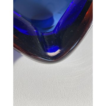 BOWL SVUOTATASCHE VETRO Murano SOMMERSO TRASPARENTE BLU AMBRA PORTACENERE '900