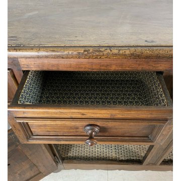 ANTICA CREDENZA PIEMONTESE LEGNO NOCE PIOPPO PATINA ORIGINALE MADIA EPOCA 1700
