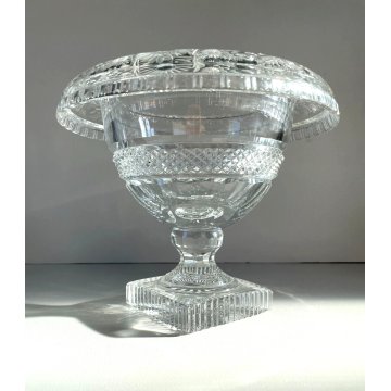 GRANDE COPPA CENTROTAVOLA CRISTALLO BOEMIA MOLATO BOWL CUP ø 22 x 18 cm/h ca