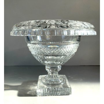 GRANDE COPPA CENTROTAVOLA CRISTALLO BOEMIA MOLATO BOWL CUP ø 22 x 18 cm/h ca