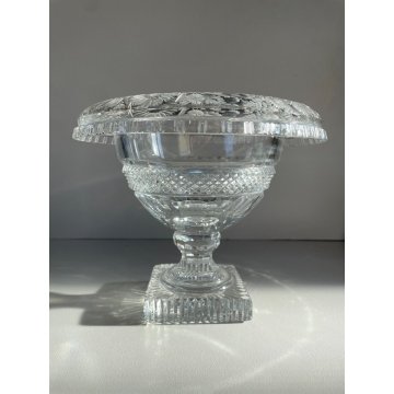 GRANDE COPPA CENTROTAVOLA CRISTALLO BOEMIA MOLATO BOWL CUP ø 22 x 18 cm/h ca