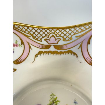 VINTAGE BOWL CIOTOLA PORCELLANA BIANCA Limoges DECORO BOUQUET FIORI ORO FRANCIA