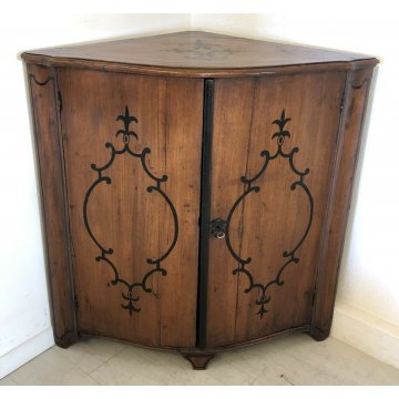 ANTICA GROSSA ANGOLIERA LEGNO NOCE PIEMONTESE 2 RIPIANI 1800 2 ANTE 100 GRADI 