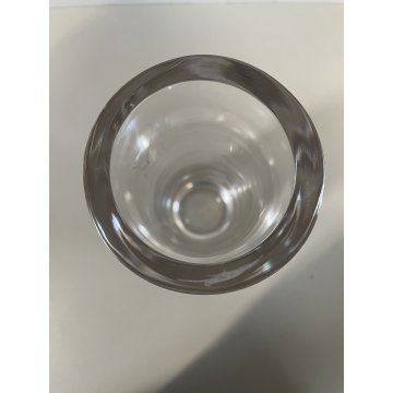 VASO VINTAGE CILINDRO VETRO Murano "Amadio Bianchi" DECORO INCISO UCCELLI VOLO