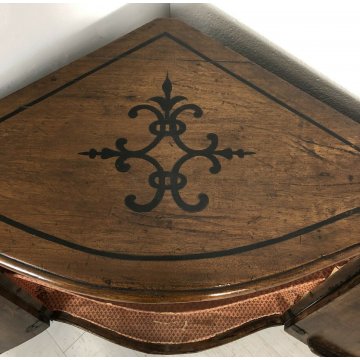 ANTICA GROSSA ANGOLIERA LEGNO NOCE PIEMONTESE 2 RIPIANI 1800 2 ANTE 100 GRADI 