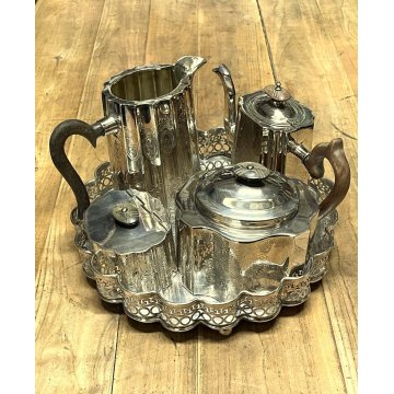 SET Caffè Tè 5 Pz Royal Sheffield ROYAL FAMILY SILVERPLATED STILE VITTORIANO 900