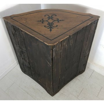 ANTICA GROSSA ANGOLIERA LEGNO NOCE PIEMONTESE 2 RIPIANI 1800 2 ANTE 100 GRADI 