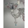 LAMPADARIO VETRO SOFFIATO MURANO FIORI COLORATI 8 BRACCI ANNI 60 DECORO ø 70 cm