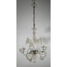 LAMPADARIO VETRO MURANO DECORO PAGLIUZZE ORO FIORI 5 BRACCI ANNI 60 ø 48 cm
