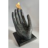 SCULTURA BRONZO MANO CON FOGLIA MIMMO PALADINO ANNI 2000 FIRMATA HAND SCULPTURE