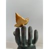 SCULTURA BRONZO MANO CON FOGLIA MIMMO PALADINO ANNI 2000 FIRMATA HAND SCULPTURE
