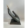 SCULTURA BRONZO MANO CON FOGLIA MIMMO PALADINO ANNI 2000 FIRMATA HAND SCULPTURE