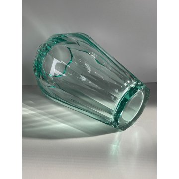 GRANDE VASO CRISTALLO TRASPARENTE MOLATO Moser Karlovy GLASS VASE VINTAGE '40/50