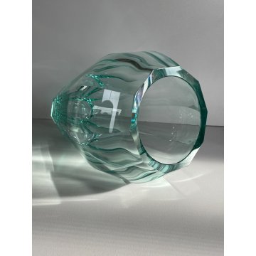 GRANDE VASO CRISTALLO TRASPARENTE MOLATO Moser Karlovy GLASS VASE VINTAGE '40/50