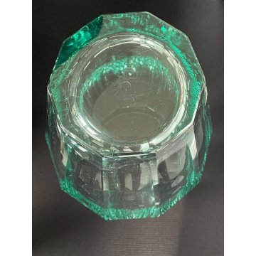 GRANDE VASO CRISTALLO TRASPARENTE MOLATO Moser Karlovy GLASS VASE VINTAGE '40/50