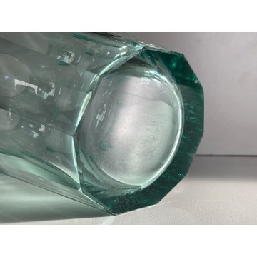 GRANDE VASO CRISTALLO TRASPARENTE MOLATO Moser Karlovy GLASS VASE VINTAGE '40/50