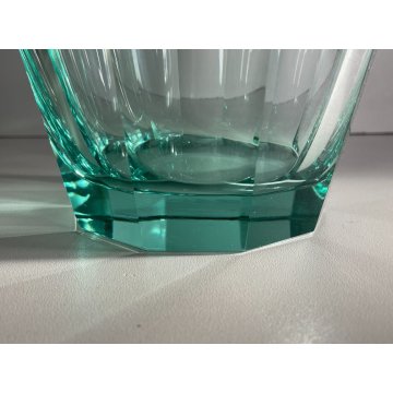 GRANDE VASO CRISTALLO TRASPARENTE MOLATO Moser Karlovy GLASS VASE VINTAGE '40/50