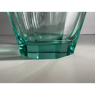 GRANDE VASO CRISTALLO TRASPARENTE MOLATO Moser Karlovy GLASS VASE VINTAGE '40/50