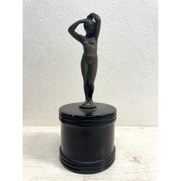 SCULTURA BRONZO PATINA FIGURA FEMMINILE NUDO DONNA 16 cm/h IMPERO XX sec