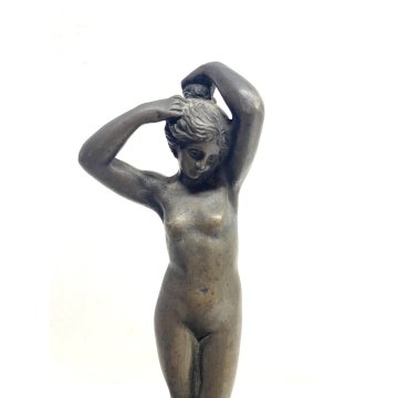 SCULTURA BRONZO PATINA FIGURA FEMMINILE NUDO DONNA 16 cm/h IMPERO XX sec